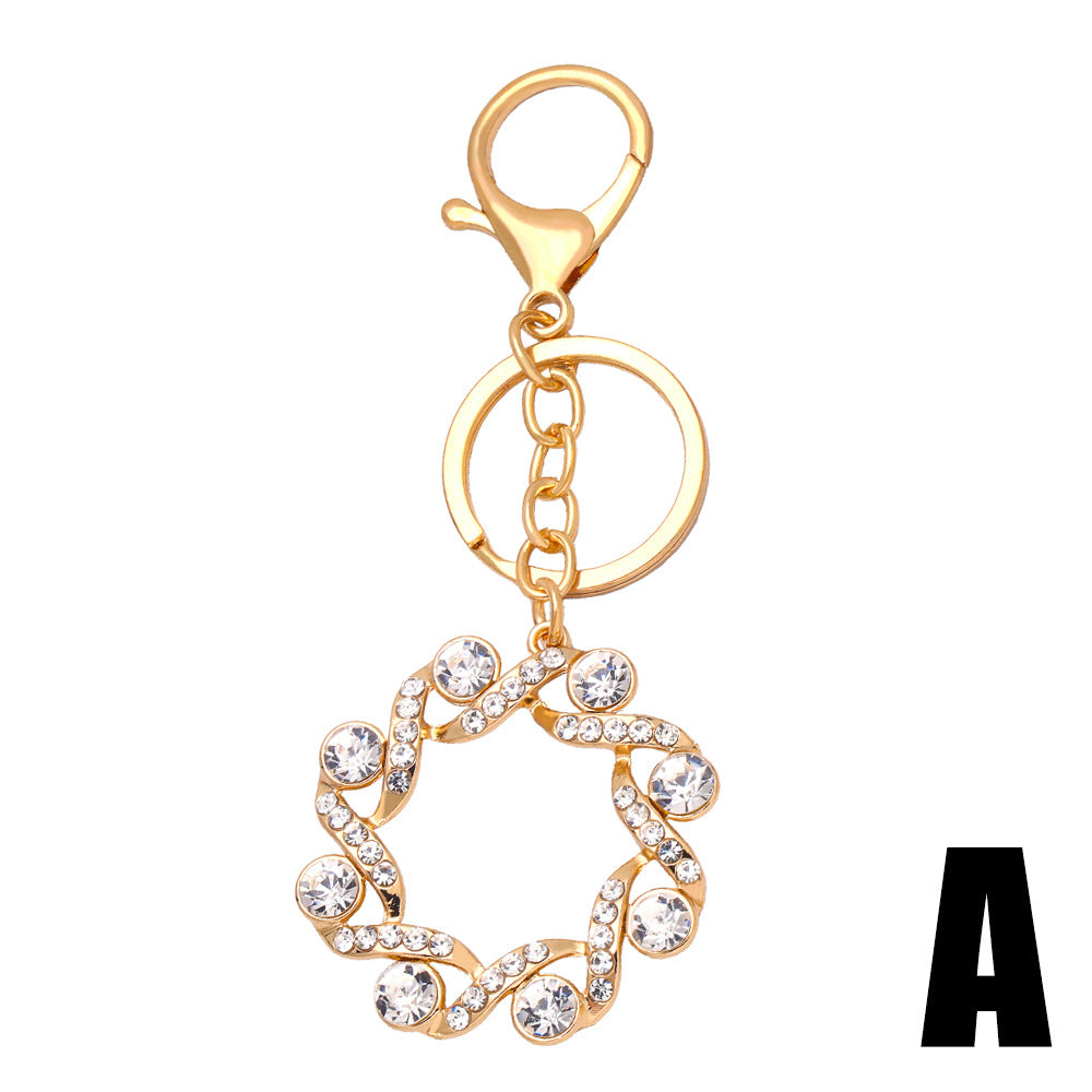 Wholesale Rhinestone Geometric Sunflower Alloy  Keychains